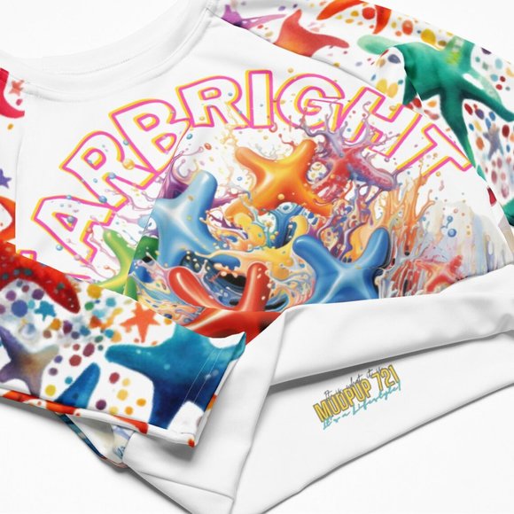 MUDPUPs Starbright Surfer Girl Rash Guard Beach Coverup Custom Crop Top - Picture 6 of 10